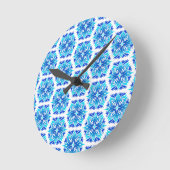 Blaue Blumen, Muster der Blume, Blumenmuster Runde Wanduhr (Winkel)