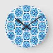 Blaue Blumen, Muster der Blume, Blumenmuster Runde Wanduhr (Vorderseite)
