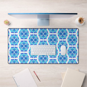 Blaue Blumen, Muster der Blume, Blumenmuster Schreibtischunterlage