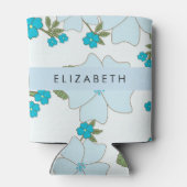 Blaue Blumen, Muster von Blume, Ihr Name Dosenkühler (Rückseite)