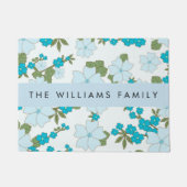 Blaue Blumen, Muster von Blume, Ihr Name Fußmatte (Vorderseite)