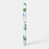 Blaue Blumen, Muster von Blume, Ihr Name iPhone 16 Hülle (Linke Seite)