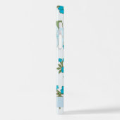 Blaue Blumen, Muster von Blume, Ihr Name iPhone Hülle (Linke Seite)