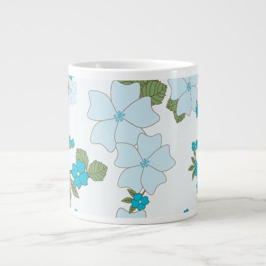 Blaue Blumen, Muster von Blume, Ihr Name Jumbo-Tasse (Vorderseite)