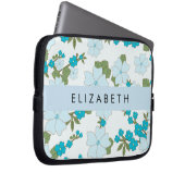 Blaue Blumen, Muster von Blume, Ihr Name Laptopschutzhülle (Vorne Rechts)