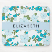 Blaue Blumen, Muster von Blume, Ihr Name Mousepad (Vorne)