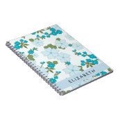 Blaue Blumen, Muster von Blume, Ihr Name Notizblock (Rechte Seite)