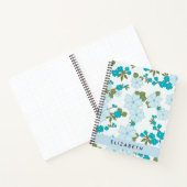 Blaue Blumen, Muster von Blume, Ihr Name Notizblock (Innenseite)