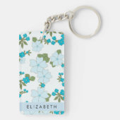 Blaue Blumen, Muster von Blume, Ihr Name Schlüsselanhänger (Rückseite)