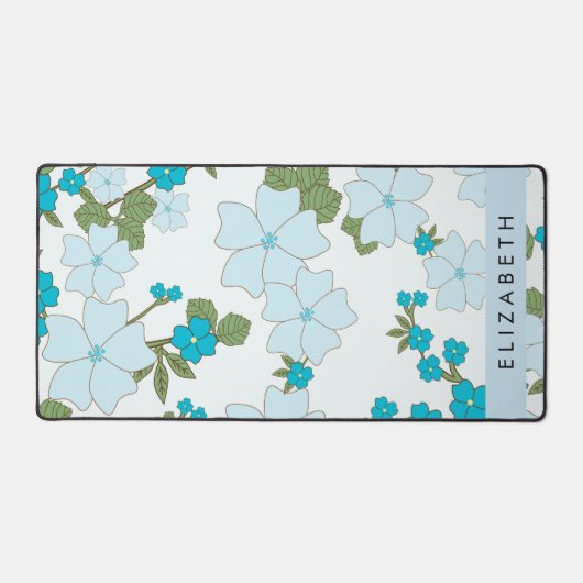 Blaue Blumen, Muster von Blume, Ihr Name Schreibtischunterlage (Vorderseite)