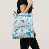 Blaue Blumen, Muster von Blume, Ihr Name Tasche (Von Nahem)