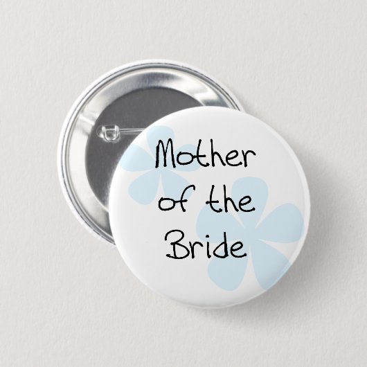 Blaue Blumen-Mutter der Braut Button (Vorne & Hinten)