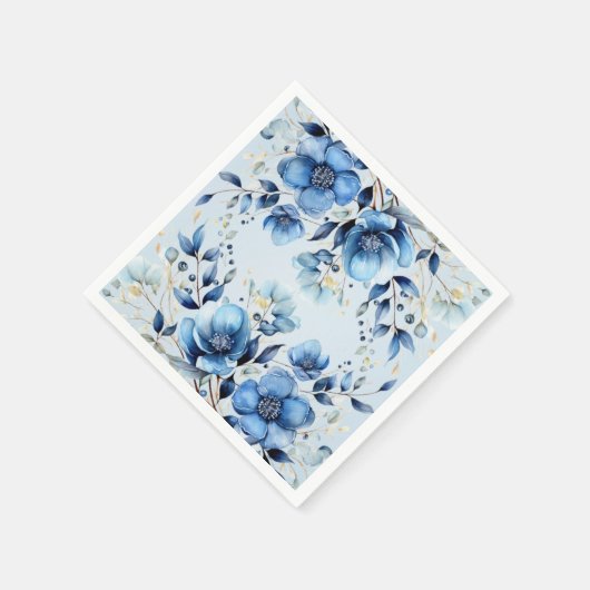 Blaue Blumen Napkins Serviette (Ecke)
