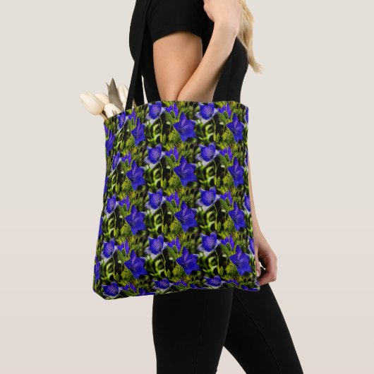 Blaue Blumen Naturkunst Muster Tasche (Von Nahem)