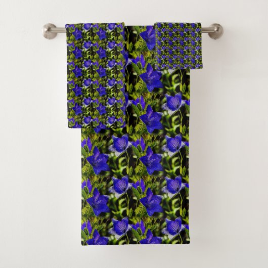Blaue Blumen Naturmuster Badhandtuch Set (Insitu)