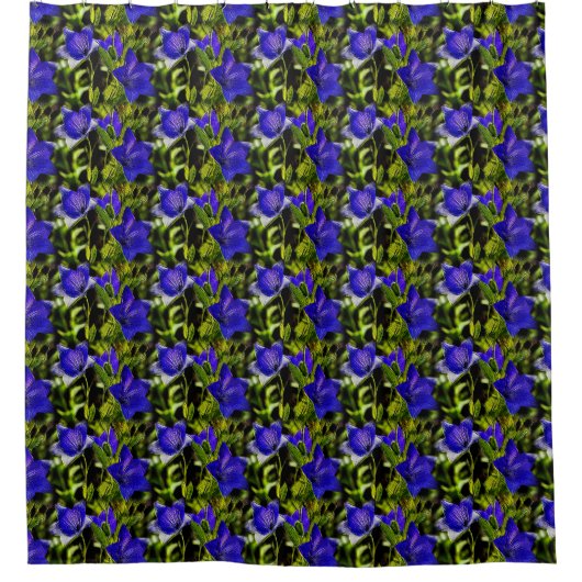 Blaue Blumen Naturmuster Duschvorhang (Vorderseite)