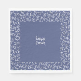 Blaue Blumen-Oster-Servietten – Frohe Ostern  Serviette