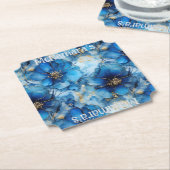 Blaue Blumen-Papierserviettenringe Untersetzer (angewinkelt)