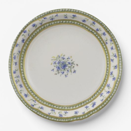 Blaue Blumen Pappteller (Vorderseite)