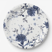 Blaue Blumen Pappteller (Vorderseite)