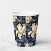 Blaue Blumen Peony Moderne Elegante Pappbecher (Rechts)