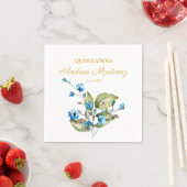 Blaue Blumen Personalisiert Quinceañera Serviette (Beispiel)