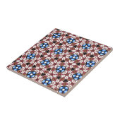 Blaue Blumen Pink und Braun Fliese (Seite)