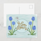 Blaue Blumen Postkarte (Vorne/Hinten)