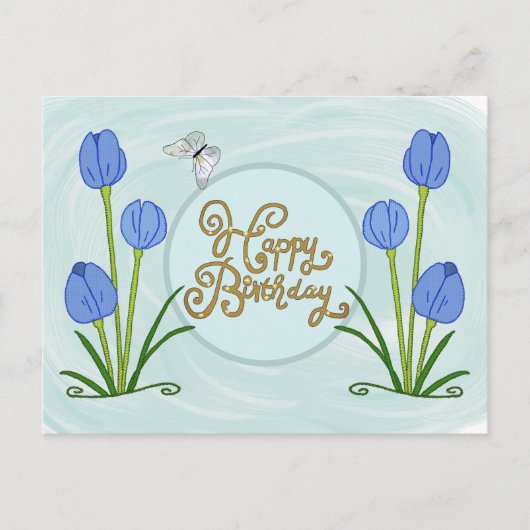 Blaue Blumen Postkarte (Vorderseite)