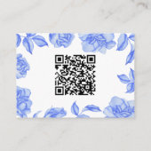 Blaue Blumen - QR-Code-Hochzeitsdusche-Registry  Begleitkarte (Rückseite)