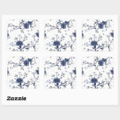 Blaue Blumen Quadratischer Aufkleber (Blatt)