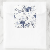 Blaue Blumen Quadratischer Aufkleber (Tasche)
