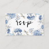 Blaue Blumen Rahmen Traditionelles Hochzeitsszenar Begleitkarte (Rückseite)