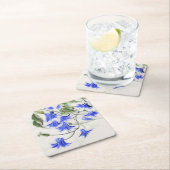 Blaue Blumen Rechteckiger Pappuntersetzer (Vor Ort)