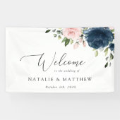 Blaue Blumen, rosa Blume, Begrüßung Banner (Horizontal)