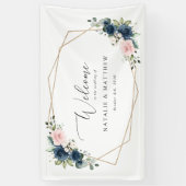 Blaue Blumen, rosa Blume, Begrüßung Banner (Vertikal)