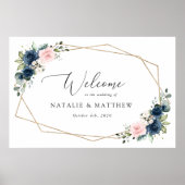 Blaue Blumen, rosa Blume, Begrüßung Poster (Vorne)