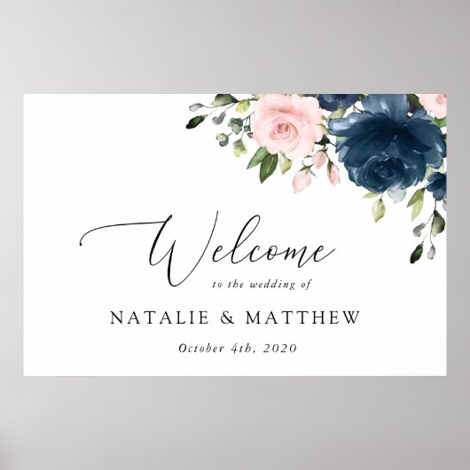 Blaue Blumen, rosa Blume, Begrüßung Poster (Vorne)