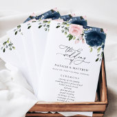 Blaue Blumen, rosa Blume, Hochzeitsprogramm