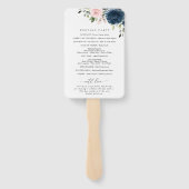 Blaue Blumen, rosa Blume, Hochzeitsprogramm Fächer (Rückseite)