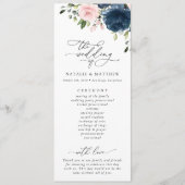 Blaue Blumen, rosa Blume, Hochzeitsprogramm Programm (Vorderseite)