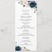 Blaue Blumen, rosa Blume, Hochzeitsprogramm Programm (Rückseite)
