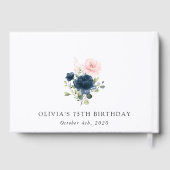 Blaue Blumen, rosa Blumen, Boho, Geburtstag Gästebuch (Rückseite)