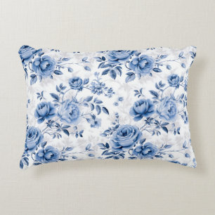 Blaue Blumen-Rosen-Muster-Wurfkissen Dekokissen