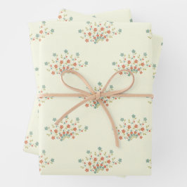 Blaue Blumen, rote Blume, Muster von Blume Geschenkpapier Set