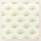 Blaue Blumen, rote Blume, Muster von Blume Glasuntersetzer (Vorderseite)