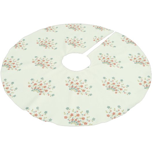 Blaue Blumen, rote Blume, Muster von Blume Polyester Weihnachtsbaumdecke (Schrägansicht)