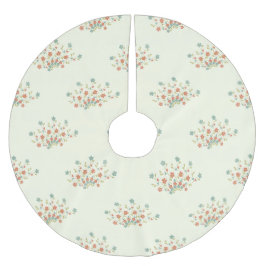 Blaue Blumen, rote Blume, Muster von Blume Polyester Weihnachtsbaumdecke