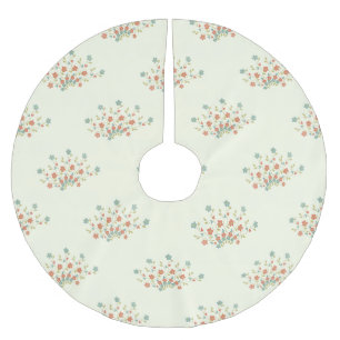 Blaue Blumen, rote Blume, Muster von Blume Polyester Weihnachtsbaumdecke