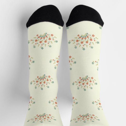 Blaue Blumen, rote Blume, Muster von Blume Socken (Oben)